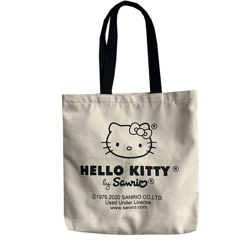 Hello Kitty-Bolso de lona Retro para mujer, bolso de hombro para chica, estudiante, gran capacidad, con dibujos animados