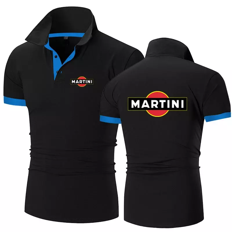 Martini Racings 2024เสื้อยืดผู้ชาย, เสื้อโปโลลำลองแขนสั้นสวมใส่สบายเสื้อธุรกิจติดกระดุม
