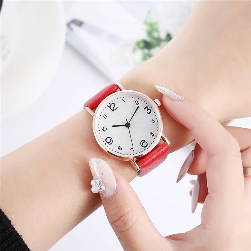 2023 Fashion New Women'S Leather Fine Strap Exquisite Wristwatch Ultra-Thin Alloy Belt Watch Multi-Color Face Ladies Watch