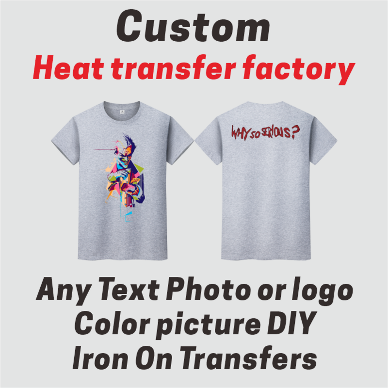Custom Brand Logo/Picture Iron On Heat transfer Stickers For Clothing DIY Washable Thermal Patch Colorful Vinyl Creative Design