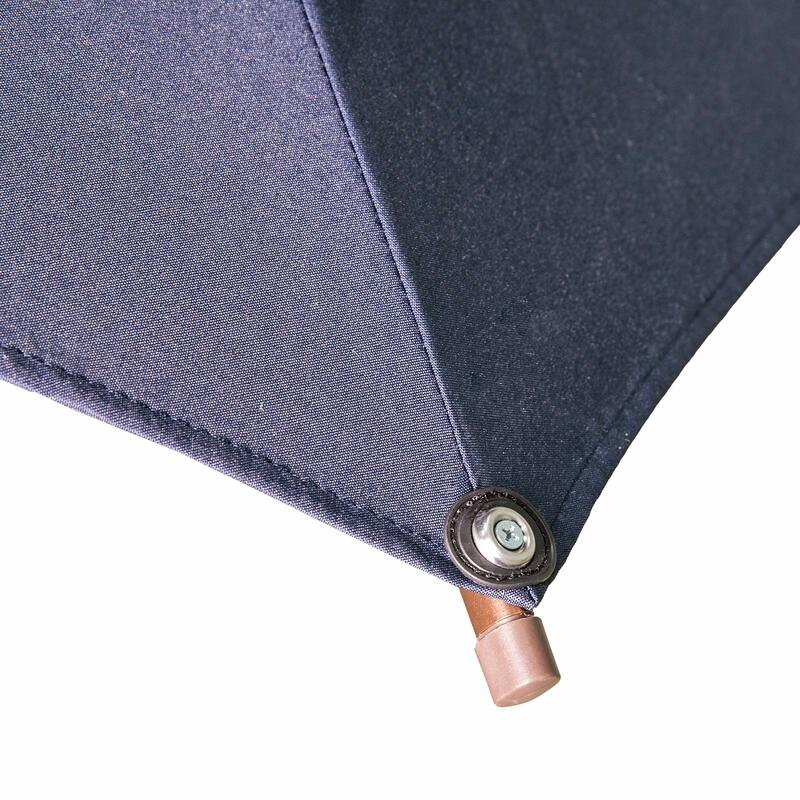 Parapluie de table d'extérieur rectangulaire avec manivelle et bouton poussoir inclinable, bleu marine, 6,5x10 pi