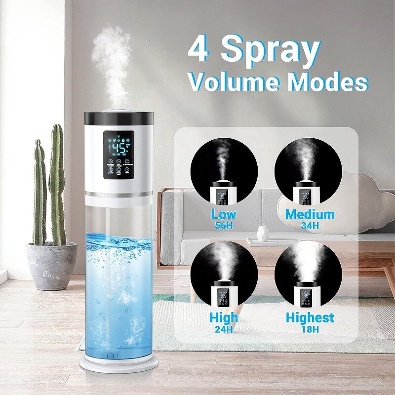 Humidifiers for Bedroom Large Room with Clear Tank, 7-Color Ambient Light,8L 2.1Gal 36dB Ultrasonic Cool Mist Humidifiers with