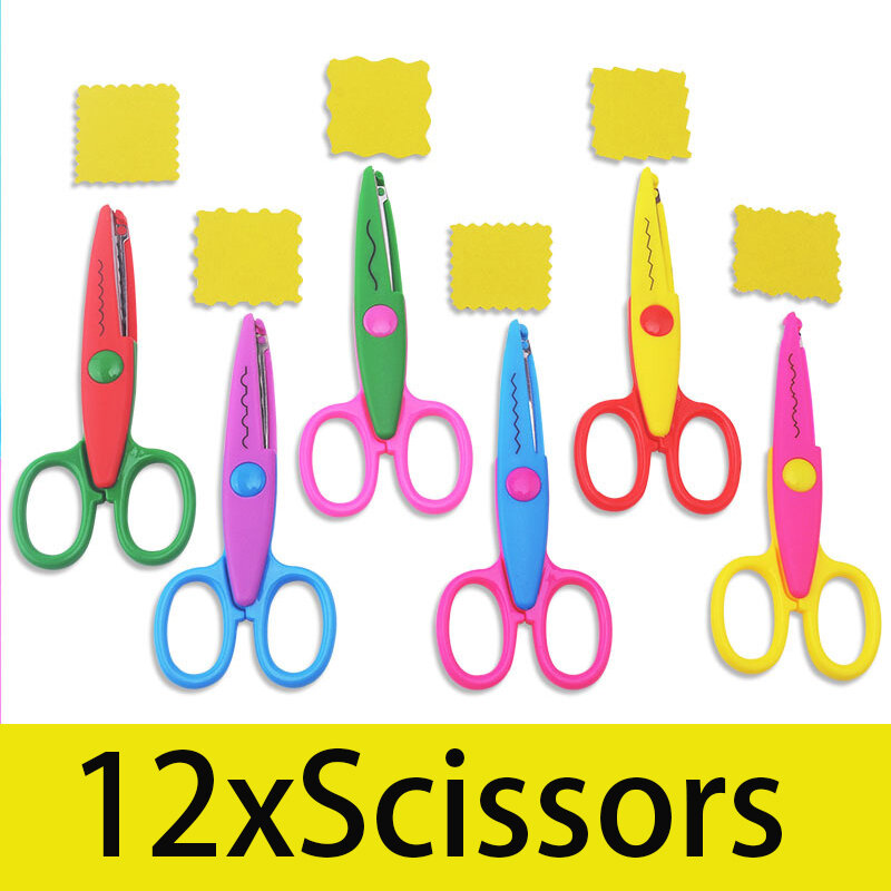 12Pcs DIY Decorative Craft Scissors Album Lace Scissors Card Photo Pattern Scissors for Kids Craft
