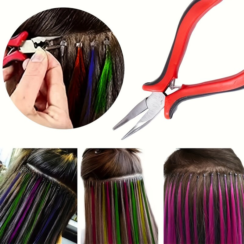 Tang + 1 buah kit wig jarum rajut, untuk memasang Kit alat ekstensi rambut, aksesori penata rambut profesional salon rambut