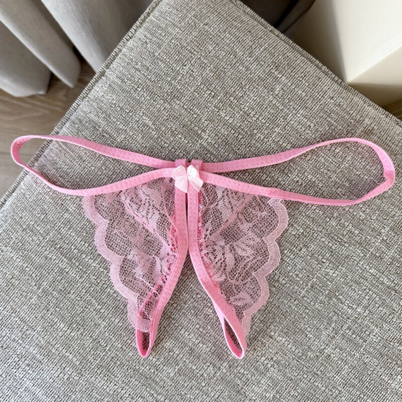 Women Ultra Thin Lace Transparent Thong Panties Crotchless G String Underpants Erotic Underwear Bikini Seductive Lingerie