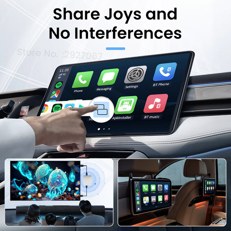 SM6225 CarlinKit CarPlay Ai Android 13, kotak TV Box dengan Output HDMI, kotak Streaming Video otomatis Android untuk mobil OEM