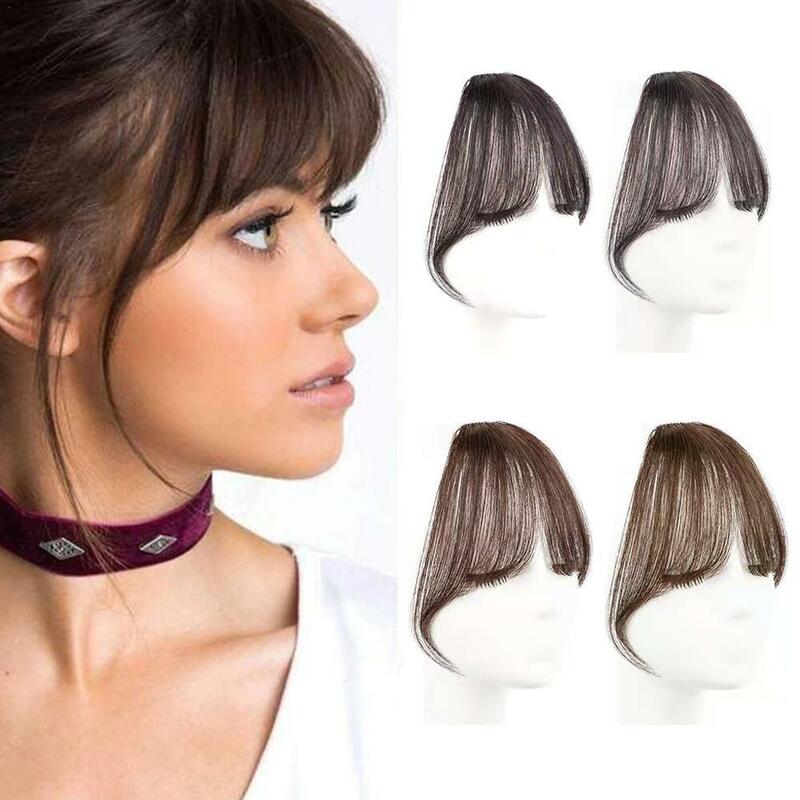 Air Bangs Wig For Women With Natural Front Forehead Invisible Hair Patch Round Face French Bangs Fake Bangs