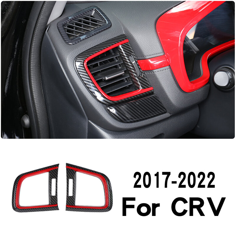 من ألياف الكربون نمط والعتاد لوحة الباب الديكور ، وحدة التحكم المركزية ، الملحقات الداخلية الحمراء ، ومناسبة ل 2017-2022 هوندا CRV
