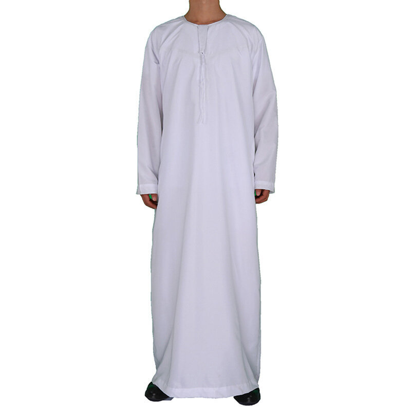 Abito musulmano stile etnico islamico senza genere sciolto semplice tinta unita confortevole abito a maniche lunghe arabo mediorientale Unisex