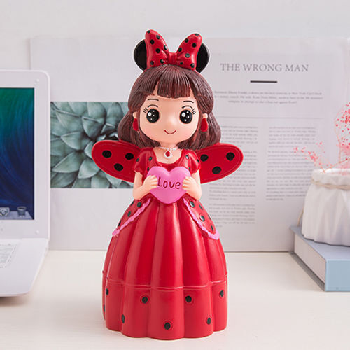 Kreatif Celengan Lucu Sayap Putri Boneka Uang Kotak Besar Tahan Jatuh Vinil Kartun Gadis Bank Koin Anak-anak Hadiah Dekorasi