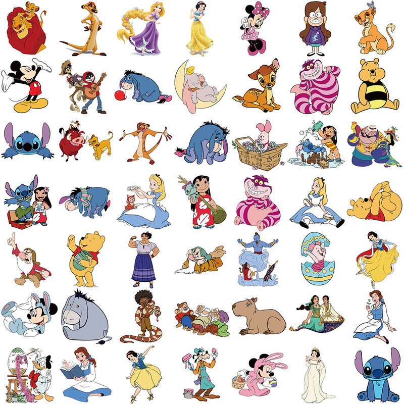 Disney Cartoon Personagem Adesivos, Mickey Mouse, O Rei Leão, Laptop Estético, Carro, Mix Anime Adesivo, Brinquedo do miúdo, 10 pcs, 30 pcs, 50 pcs, 100pcs