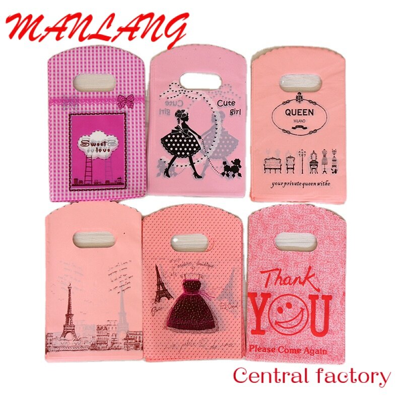 Custom  9*15cm cute cartoon earring bag plastic gift bag small mini jewelry bag stock