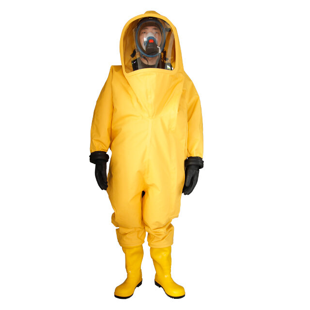 ガスタイトな化学保護スーツ,耐油性,耐火性のあるカバー付き