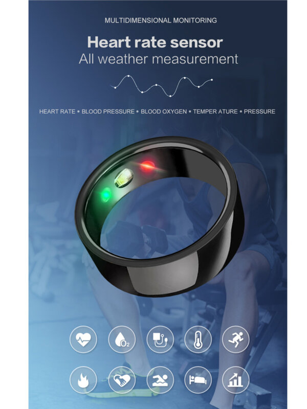 Titan Smart Ring Herzfrequenz Blutdruck Blut Sauerstoff Temperatur Schlaf Kalorien Gesundheit mehrsprachige Schritt digitale Ringe
