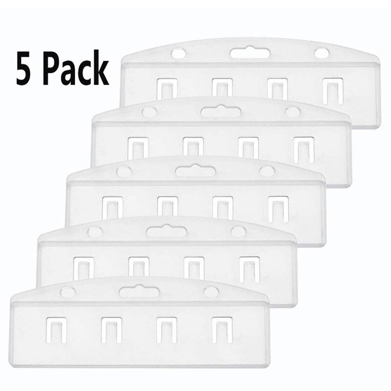5pcs/pack Horizontal Half Card Badge Holder For Swipe ID Cards Frosted Rigid Plastic ID Card Holder