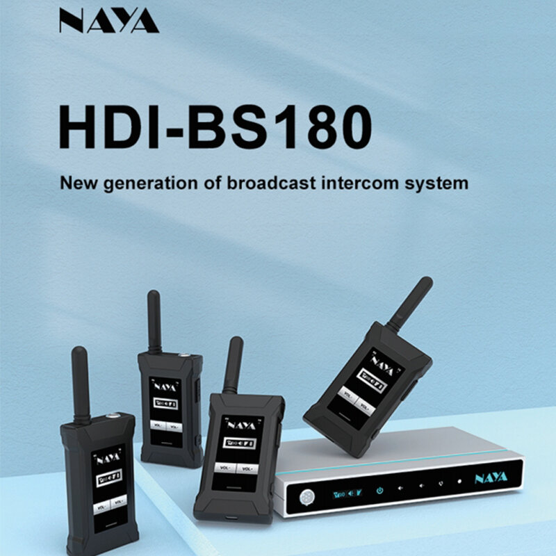 NAYA-sistema de llamada BS180II, inalámbrico, con guía interna, dúplex completo, multifiesta, con estación Base, Beltpack, auriculares