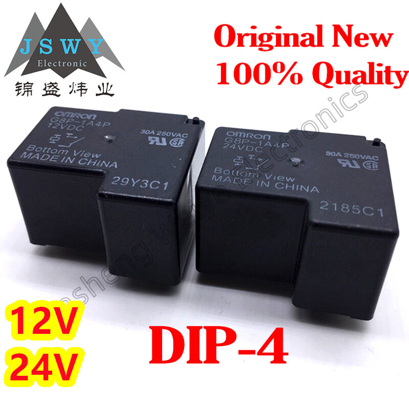 G8P-1A4P 12VDC 24VDC power relay 30A DC12V DC24V set 4-pin, biasanya terbuka, 100% baru dan asli, gratis pengiriman