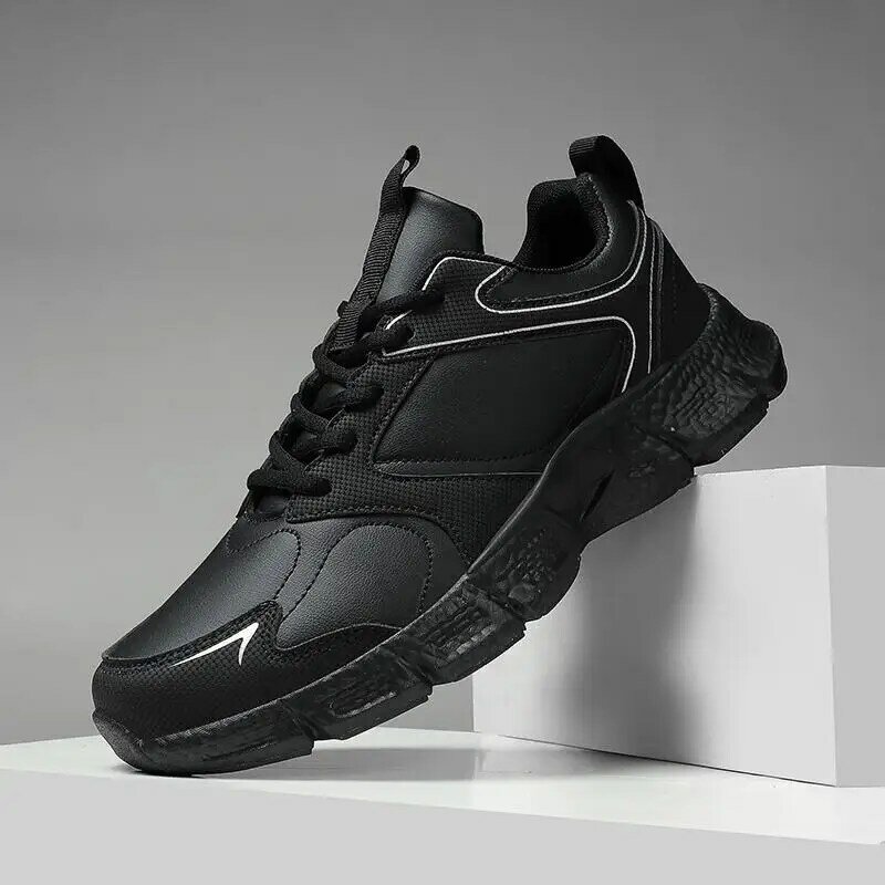 Zapatos de plataforma giratoria para hombre, calzado deportivo informal, sin cordones, color negro, Otoño e Invierno