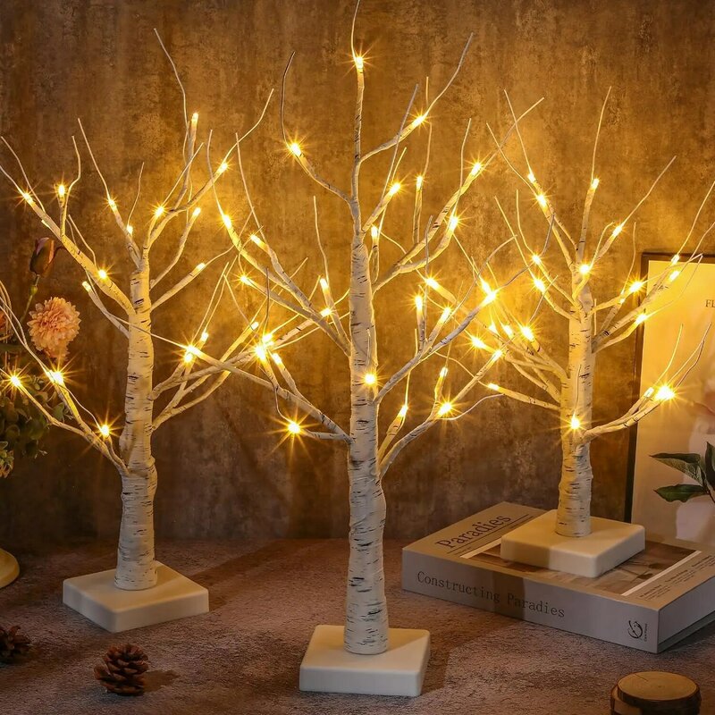 자작나무 야간 조명 테이블 조명 장식, 요정 크리스마스 트리 조명 램프, 홈 침실 웨딩 장식, 파티 휴일, 2 피트