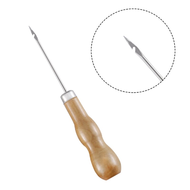 67JE Профессиональное швейное шило для портных, твердая деревянная ручка для острого кончика, шило для сапожника, шило для кожи,