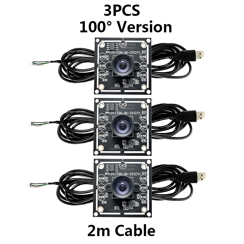 3PCS 100 Degree Camera Module 1MP OV9732 1280x720 USB Free Driver Manual Focus Camera with 2 Meter Cable for WinXP/7/8/10