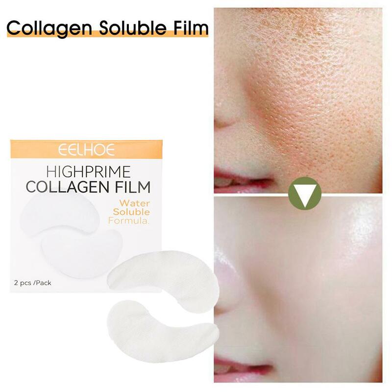 Película Soluble en colágeno para el cuidado de la piel de los ojos, 2 piezas, ácido hialurónico, reparación de ojeras, mascarilla reafirmante hidratante
