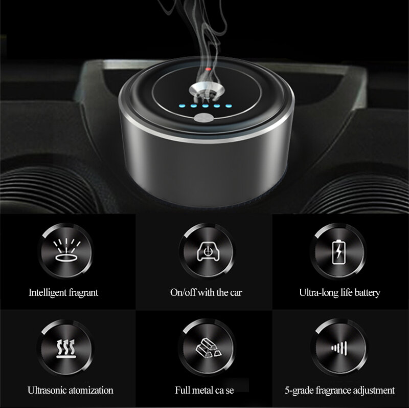 Intelligente Auto Duft Aroma Maschine USB Akku Öl Aromatherapie Duft Diffusor Lufterfrischer Schalter mit Auto