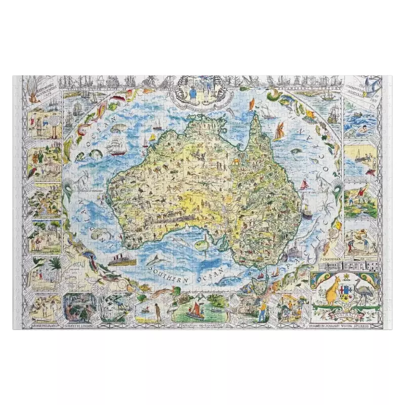 Antica mappa dell'australia, patriottismo e risorse Jigsaw Puzzle regalo personalizzato per bambini Iq Puzzle