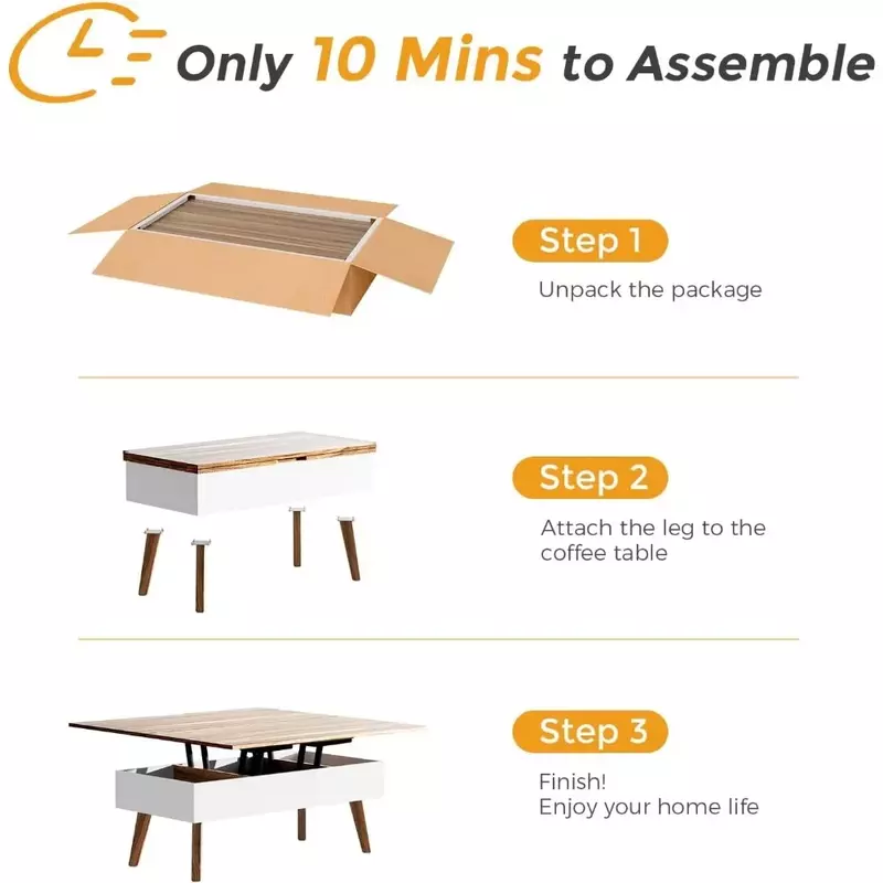 3 in 1 Lift Top Coffee Table Converts to Dining Table Walnut Restaurant Tables Basses Hidden Storage Dolce Gusto Salon Furniture