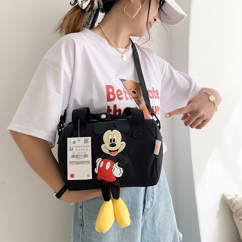 Tas Bahu Disney Baru 2023 Tas Nilon Mickey Mouse Kartun Tas Kurir Wanita Tas Tangan Mode Anime Lucu Hadiah untuk Anak Perempuan