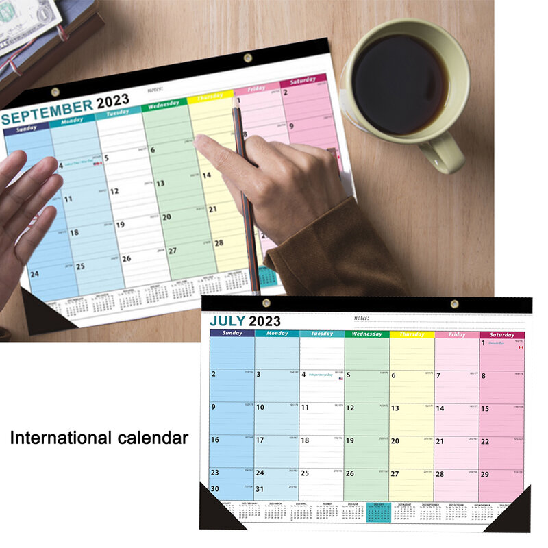 Календарь на 2023-2024 года, 18 ежемесячных декоративных органайзеров для дома и офиса с подвесным крючком, настенный календарь, расписание из толстой бумаги