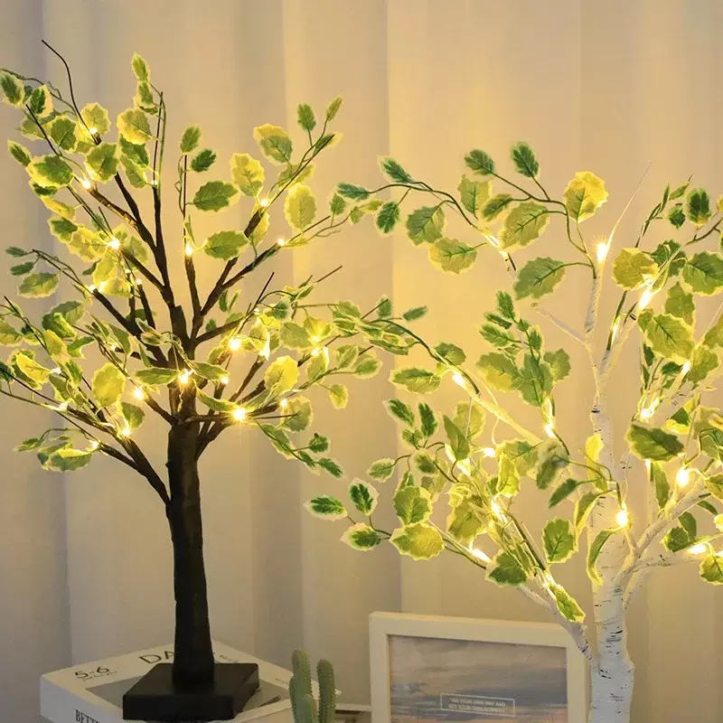 ไฟ LED ต้นไม้จำลองสีขาวต้นเบิร์ชไฟประดับบ้านในร่มต้นไม้เรืองแสง