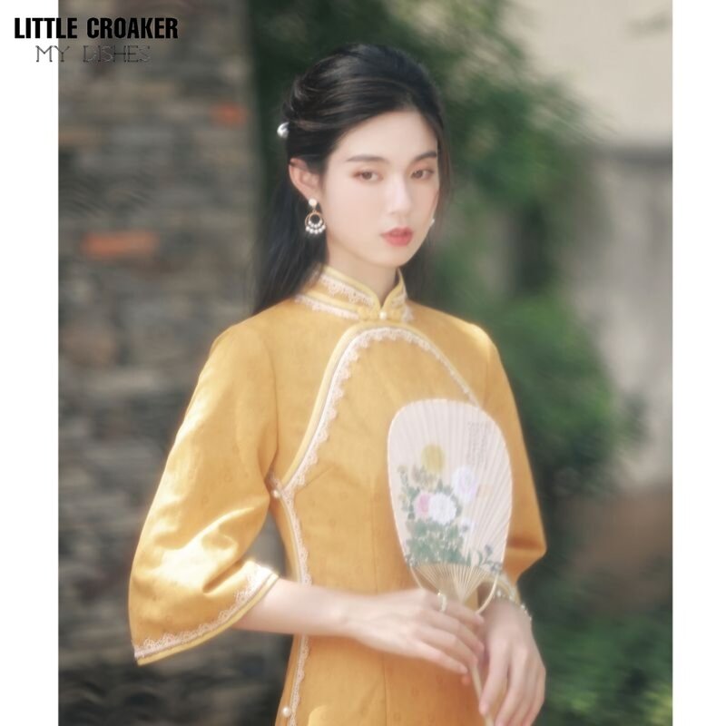 Qipao de manga invertida para mujer, vestido largo, Cheongsam, chino, uso diario, mejorado, novedad de primavera 2023