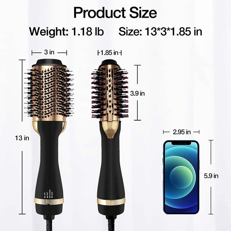 Ajustável elétrico Hot Air Comb, secador de cabelo molhado e seco, Straight and Curly Hair Styling Tool, escova de alisamento, 3 em 1, Novo, 2022