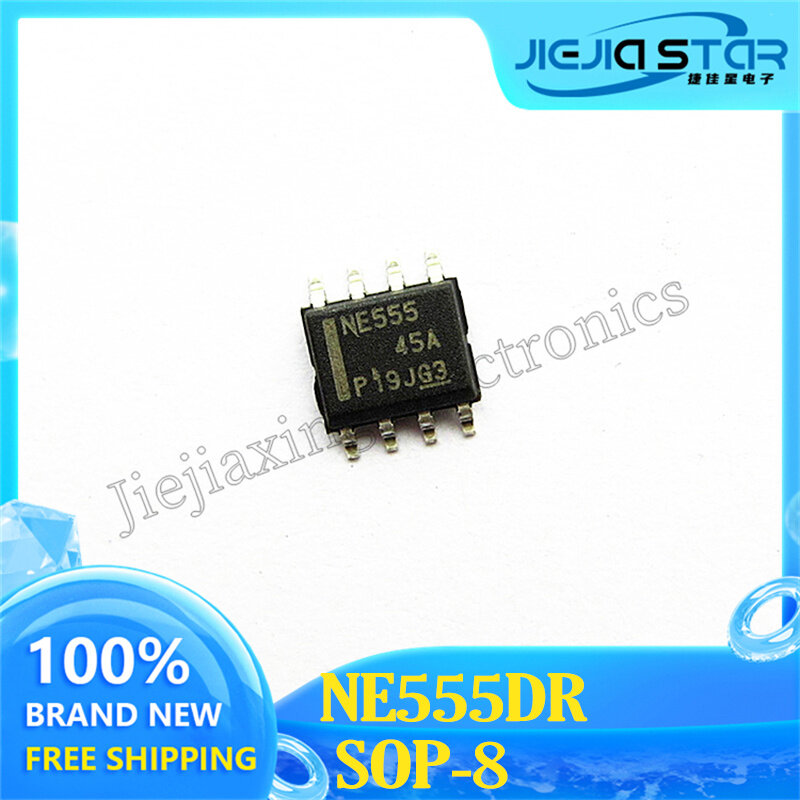 Temporizador de alta precisão e chip oscilador, IC em estoque de eletrônicos, NE555DR, NE555, SOP-8, SMT, 100% novo e original