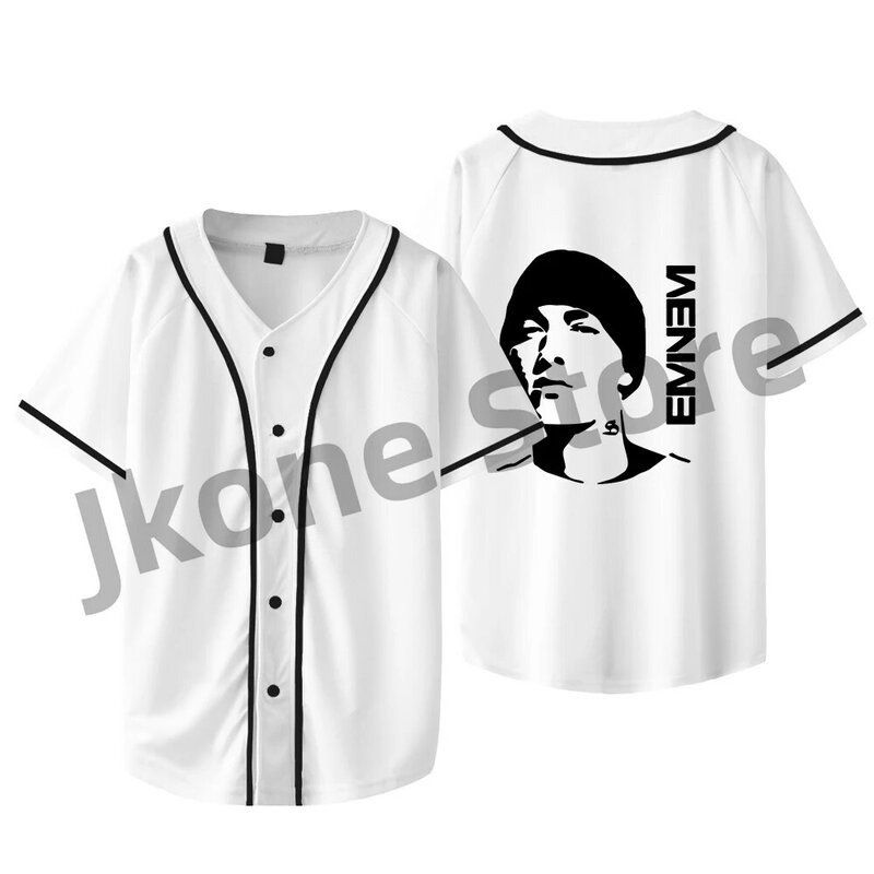 Jaqueta de beisebol Eminem Rapper Merch masculina e feminina, camiseta de manga curta, moda casual