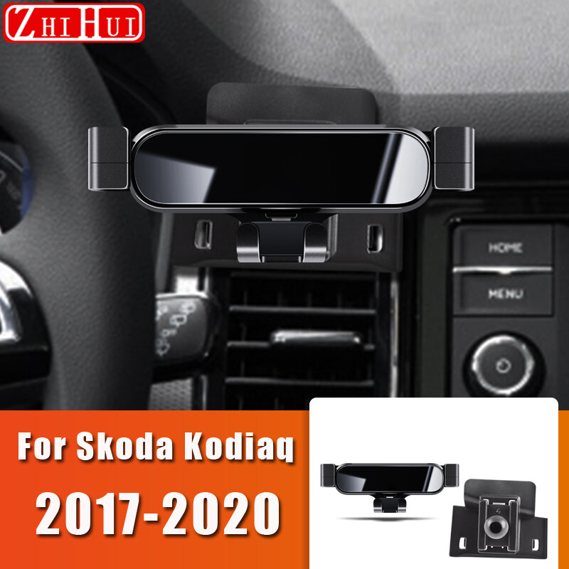 Dudukan Ponsel Mobil untuk Skoda Skoda Kodiaq Karboq Kamiq 2017-2020 Dudukan Braket Gravitasi Dudukan Ventilasi Udara Aksesori Mobil