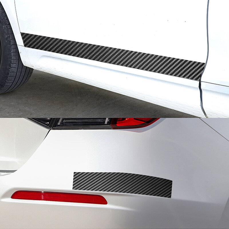 Pegatina de fibra de carbono 3D para coche, Tira protectora de pasta DIY, película protectora impermeable para el alféizar de la puerta del coche, espejo lateral, cinta antiarañazos