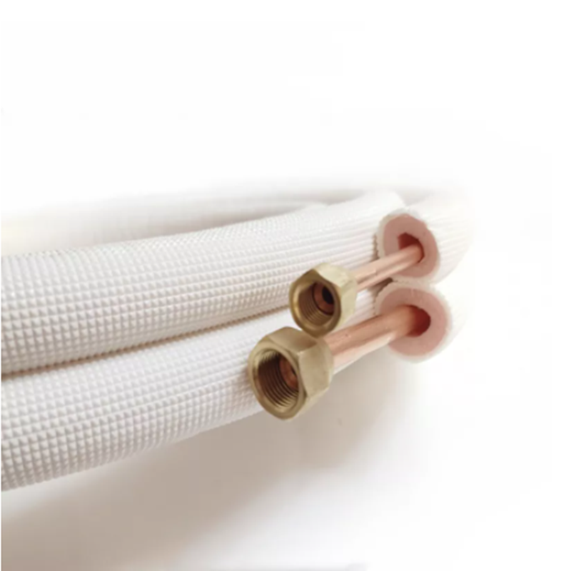 Tubo de cobre para aire acondicionado, bobina de extensión de refrigerante con aislamiento de espuma de 6/7 "y 1/4", con nutspara 6x10 1HP, 2/3/4/5/3/8 metros