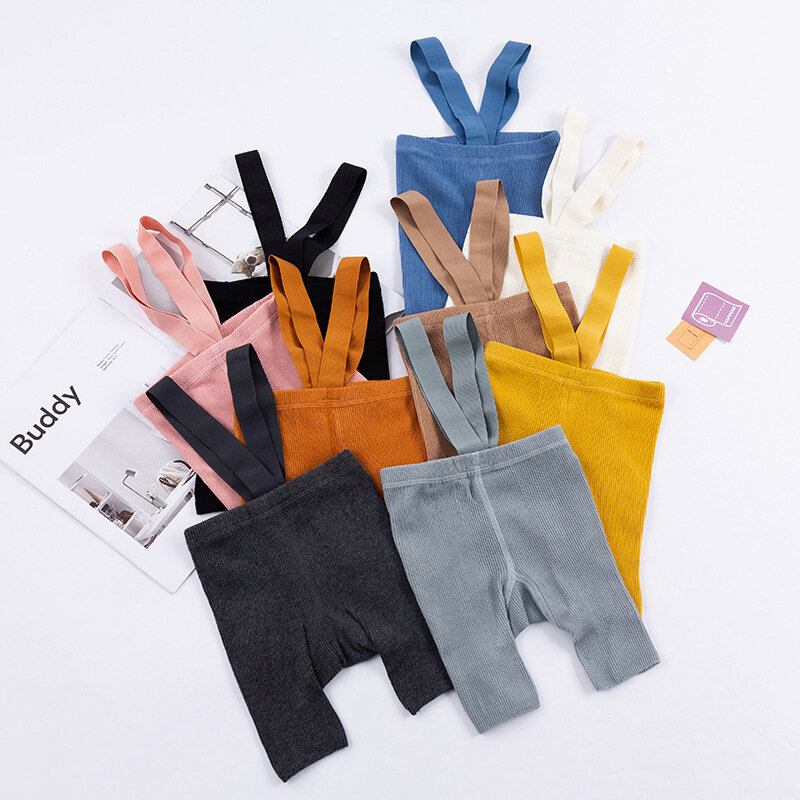 0-4y moda bebê softs cor sólida suspender meia-calça da criança meninos meninas de cintura alta malha algodão meias macacão leggings