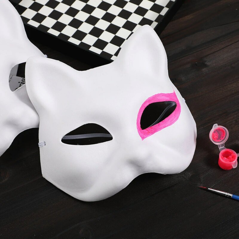 Unpainted DIY Paintable Mask Lightweight Durable Cosplay Prop Masquerade Mask Cat Face Mask Party Cosplay Accessories