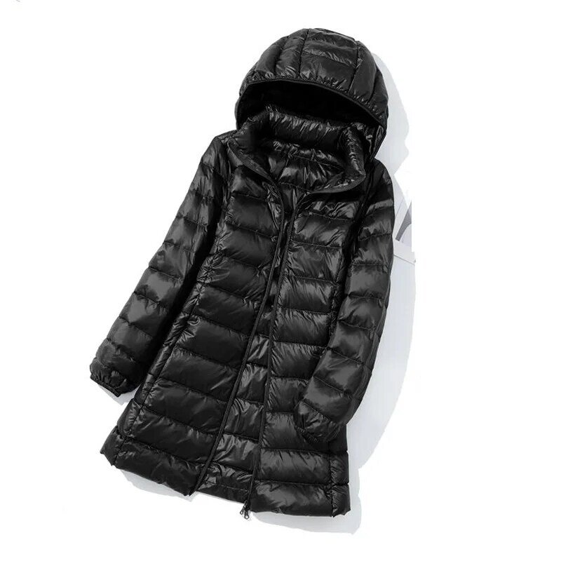 Oversize damskie kurtki puchowe 2023 nowości jesienno-zimowe damskie długa obcisła dopasowane do kapelusza odpinana spódnica płaszcza przenośna odzież wierzchnia