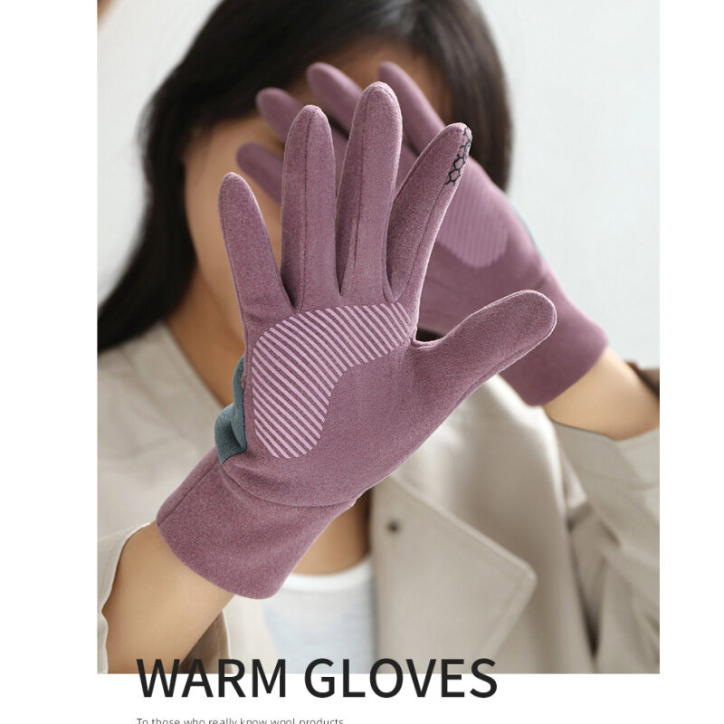 Women Winter Keep Warm Touch Screen Antiskid Fashion Outdoor Sports Gloves Drive Cycling Thickened High Elasticity Soft
