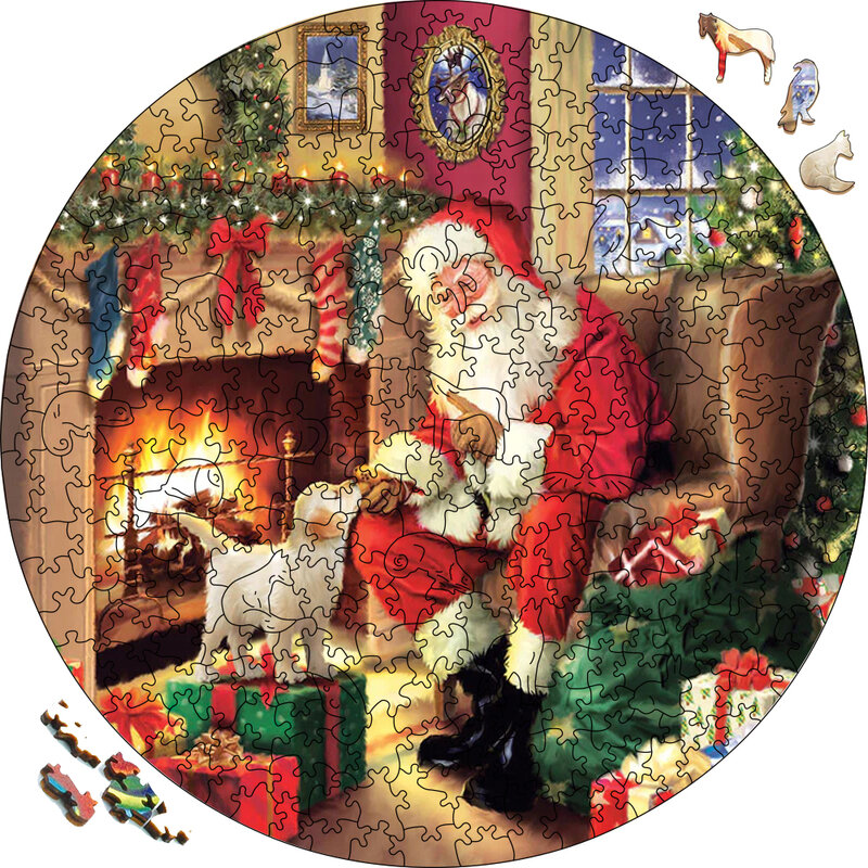 Puzzle 3D, teka-teki kayu Santa Claus untuk hadiah Natal, papan teka-teki kayu, permainan, Puzzle Festival kayu untuk anak-anak