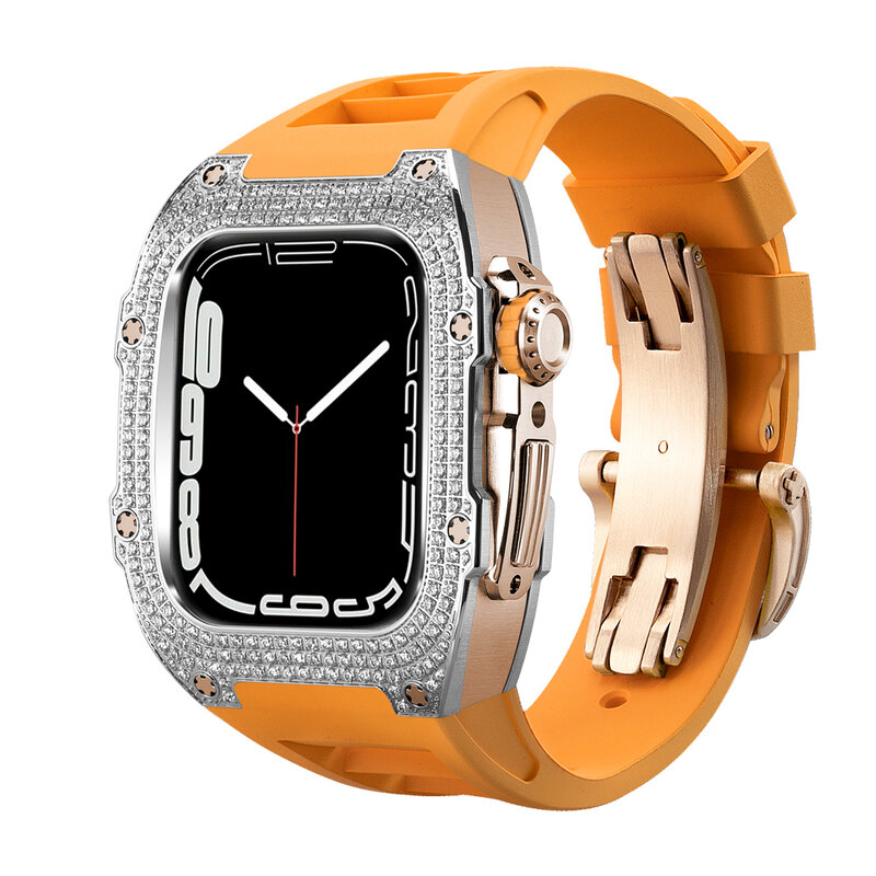 Diamante Incrustado Acessórios para Apple Watch, Kit de Luxo Mod, Adequado para iWatch S9 Series, 8 Series, 7 Series, 6 Series, 5 Series, 4 Refitting, 44mm, 45mm, 9, moda
