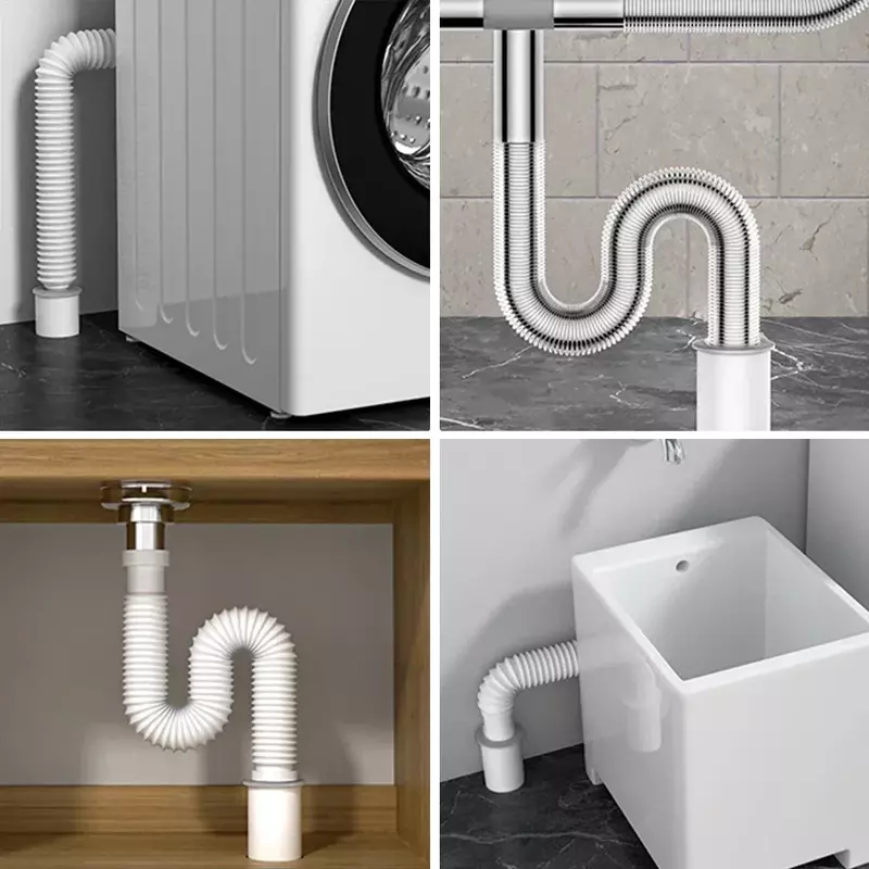 Silicone Drain Pipe for Kitchen Sink, Drain Trap, Dish Drainer, Sewer Sealing Plug, Bathroom Accessories, Siphon, Bathtub, Home
