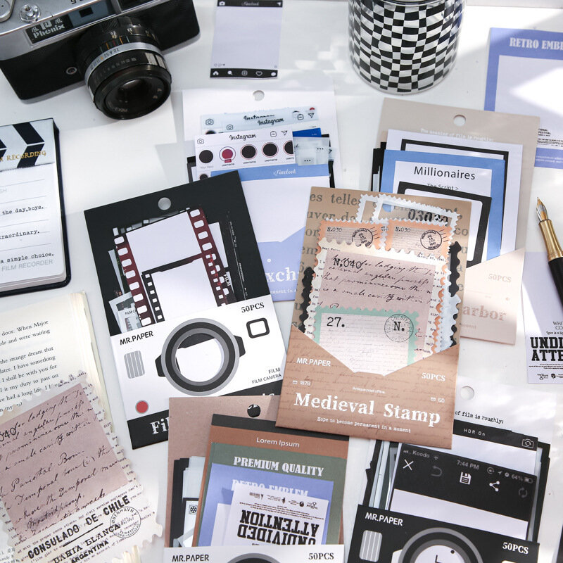 Bloc de notas de papel Retro creativo, 50 piezas, película de cámara, fragmentos de memoria para álbum de recortes, Material decorativo DIY, Collage, diario