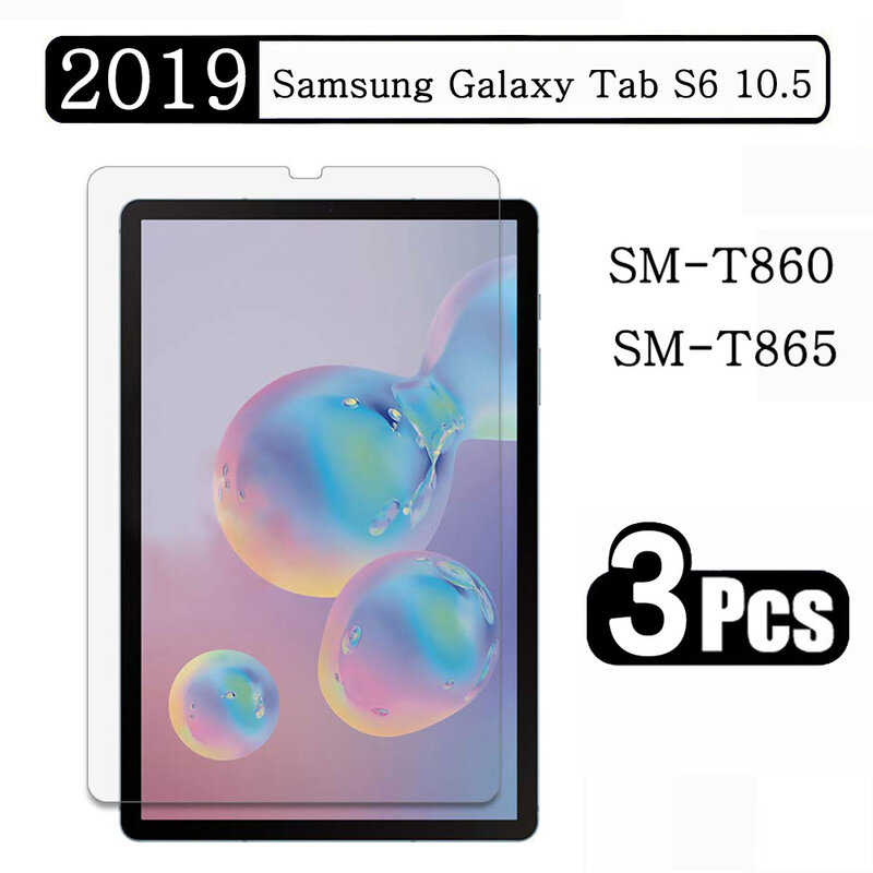 (3 Pak) kaca Tempered Tablet Samsung Galaxy, Film pelindung layar untuk Tablet Samsung Galaxy Tab S6 10.5 2019 SM-T860 SM-T865 T860 T865
