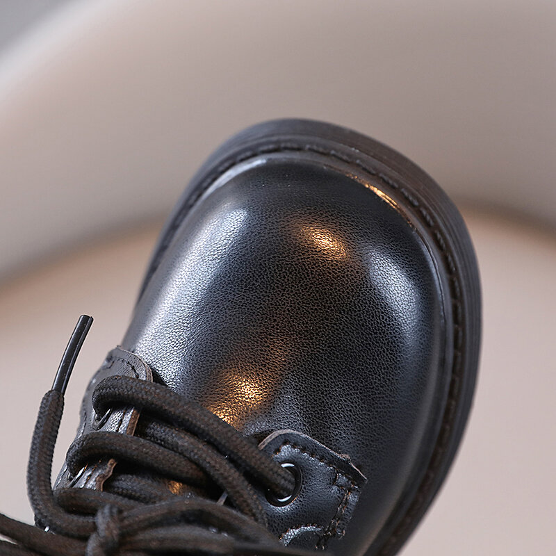 รองเท้าอเนกประสงค์ย้อนยุคเด็กหนังสีดำแฟชั่นรองเท้าเด็ก, รองเท้าลำลองสำหรับเด็กเรียบง่าย