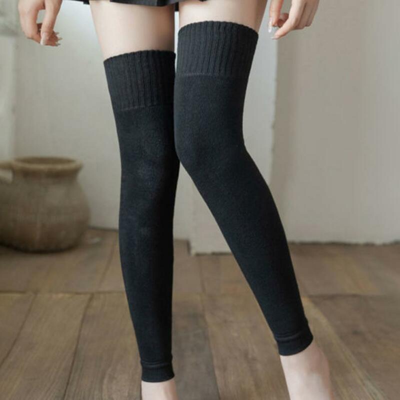 여성용 기모 라인 다리 소매, 긴 튜브 스타킹 소매, 따뜻하고 아늑한 벨벳 무릎 양말, 세련된 무릎 위 양말, 겨울